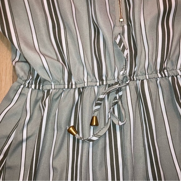 Stella Tweed Women’s Vertical Green Striped Dress with Zipper Neckline | Size M - Picture 5 of 10